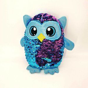 Shimmeez Owl Olivia 9" Sequin Toy Plush Purple Teal Beverly Hills Toy Co Clean